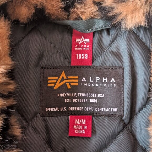 Alpha Industries B15 Faux Fur  Removable Collar Parka Men’s Sz M Bomber Coat - Picture 6 of 8
